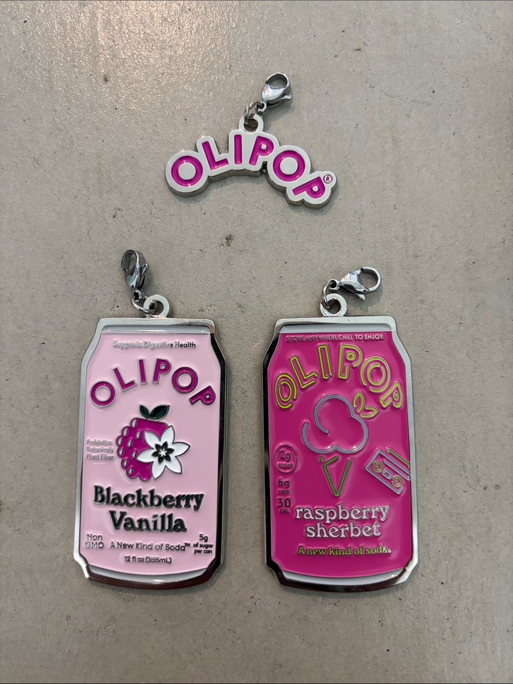 CCO Sale! Rare Collectible Olipop Soda Key Chain Charm Set of 3